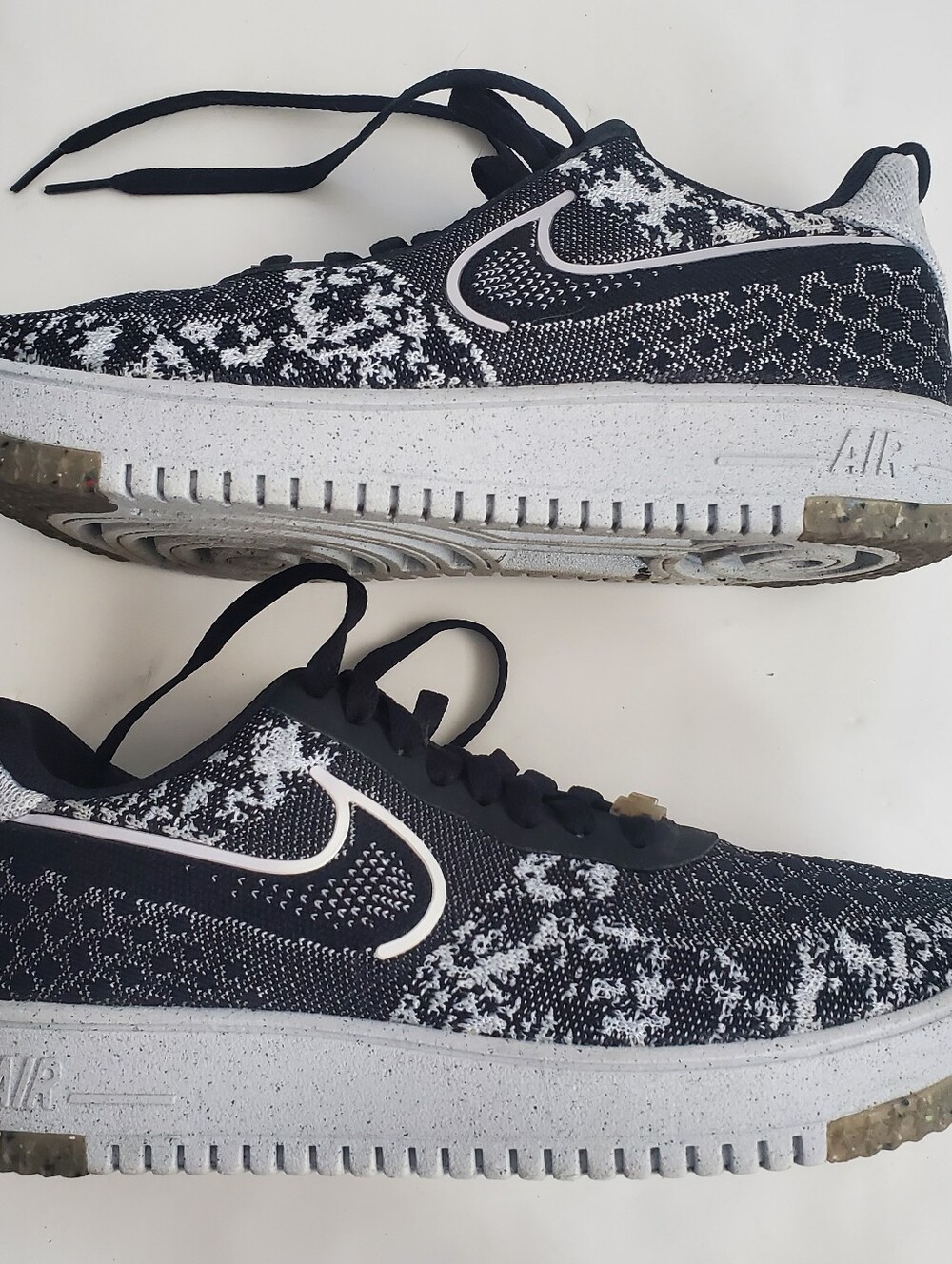 Nike Air Force 1 Crater Flyknit Men's 9 Black White Gray Shoes DM0590-001 - Picture 2 of 8